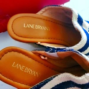 Lane Bryant 10W navy-off white striped espadrilles